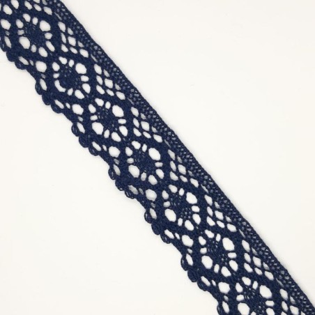 Encaje de bolillo azul marino