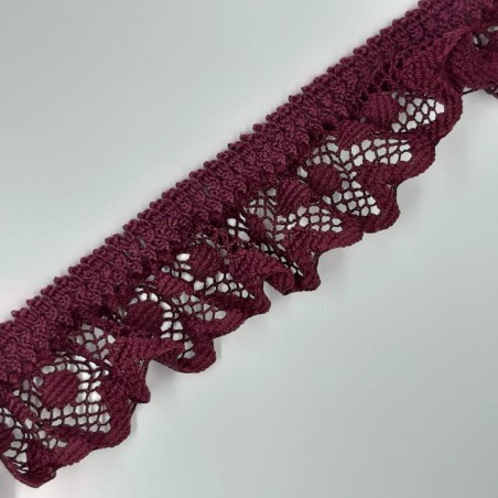 Encaje rizado elástico fruncido lunares berenjena 