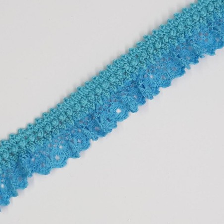 Encaje rizado elástico decorativo turquesa