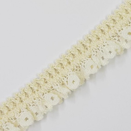 Encaje rizado elástico decorativo marfíl