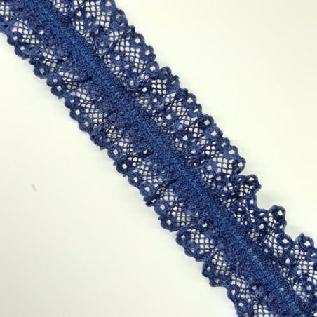 Encaje elástico rizado azul marino novias