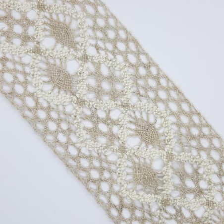 Entredos encaje de bolillo 9 cms lino y beige. 