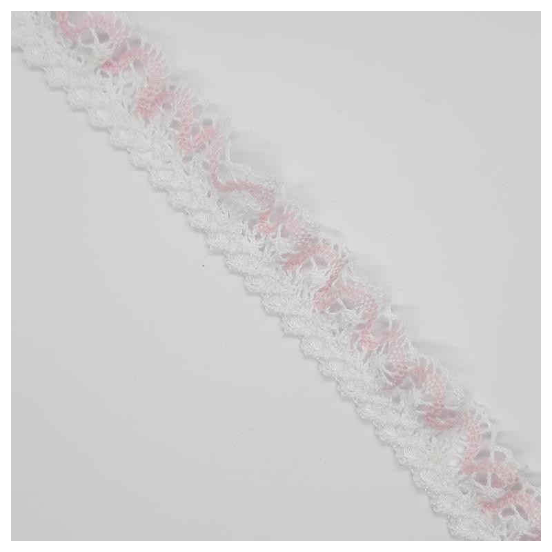 Encaje bolillo rizado 2 cms bicolor