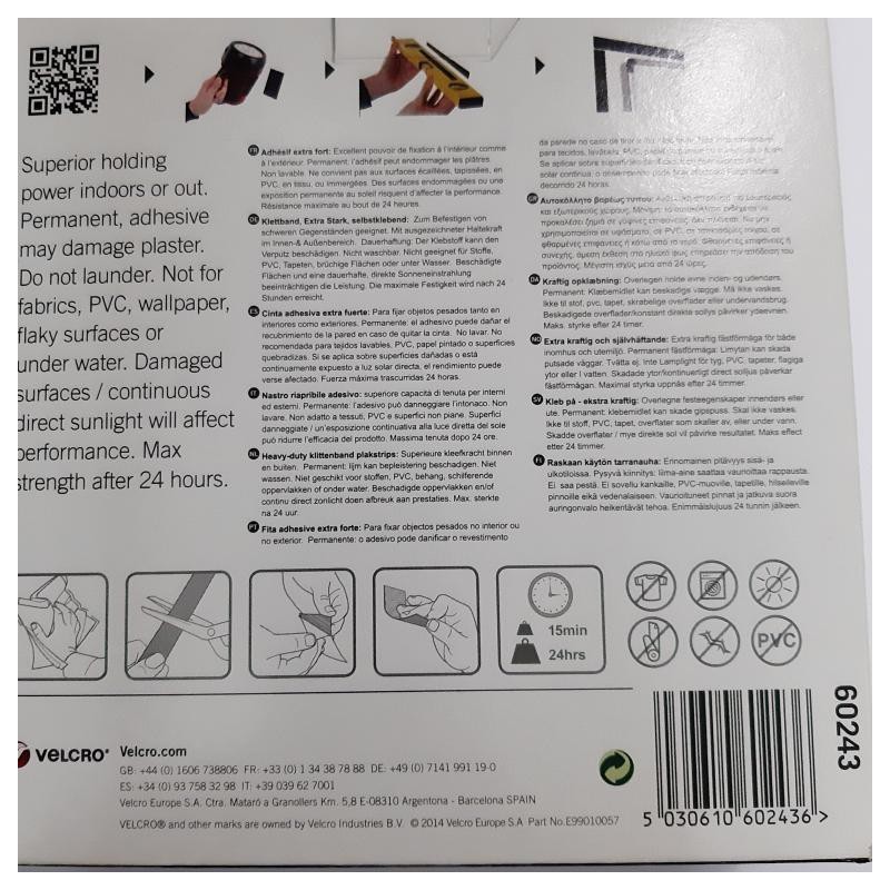 Velcro extra fuerte negro dos caras 5 cms 