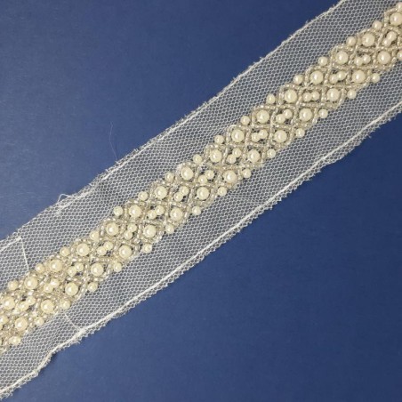 Tira abalorios perlas blancas brillantes