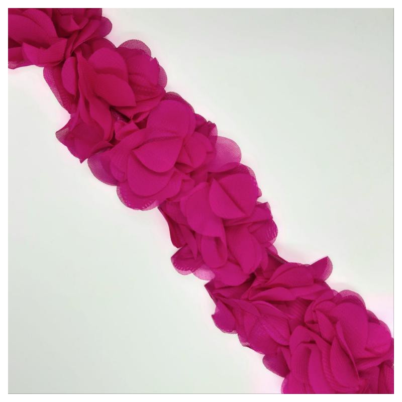 Tira flores organdí fucsia