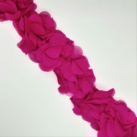 Tira flores organdí fucsia