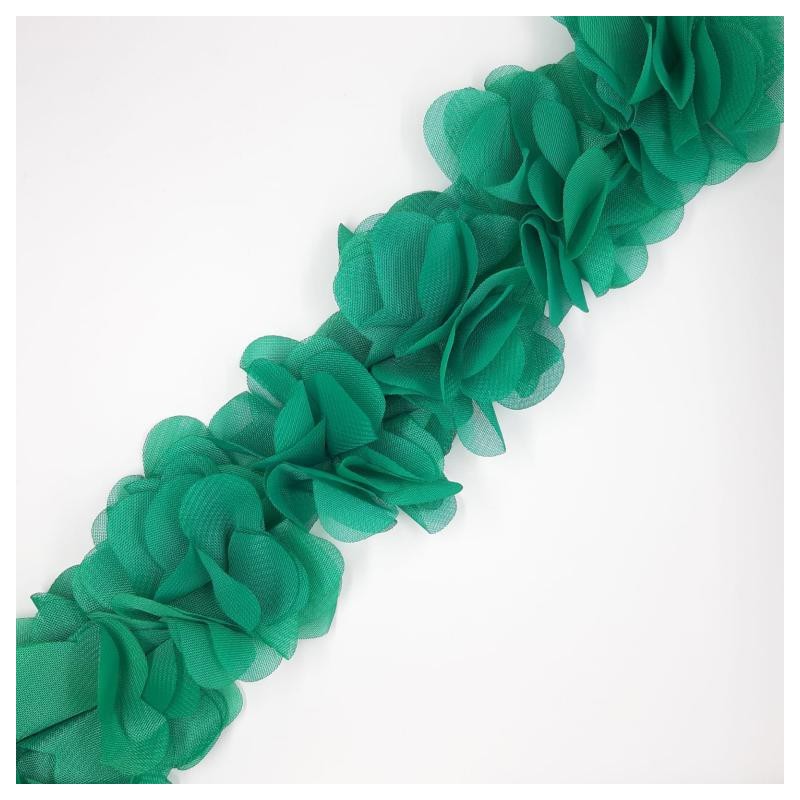 Tira flores organdí verde