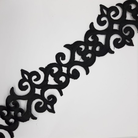 Galón bordado termoadhesivo negro