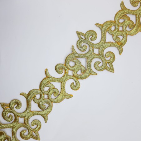 Galón bordado termoadhesivo dorado