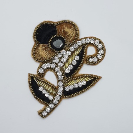 Aplique flor azul marino oscuro brillante