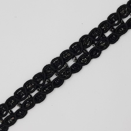 Pasamanería brillante Lurex de cristal negro 