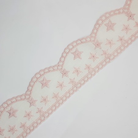 Tira bordada rosa infantil estrellas 5 cms