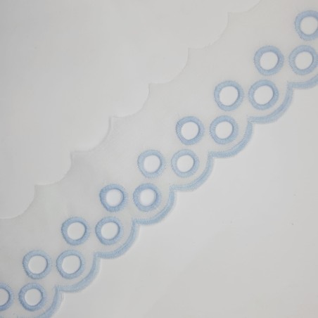 Tira bordada círculos decorativos 5 cms celeste