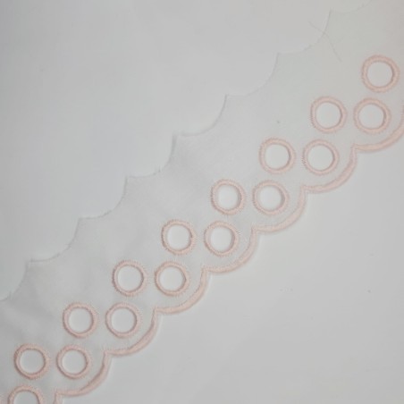 Tira bordada círculos decorativos 5 cms rosa
