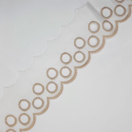Tira bordada círculos decorativos 5 cms camel