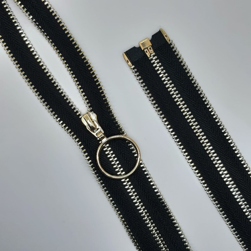 Cremallera separador dientes y cursor redondo dorado