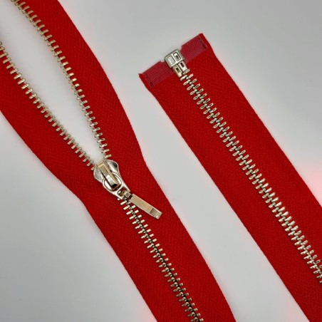 Cremallera separador 50 cms roja malla oro claro