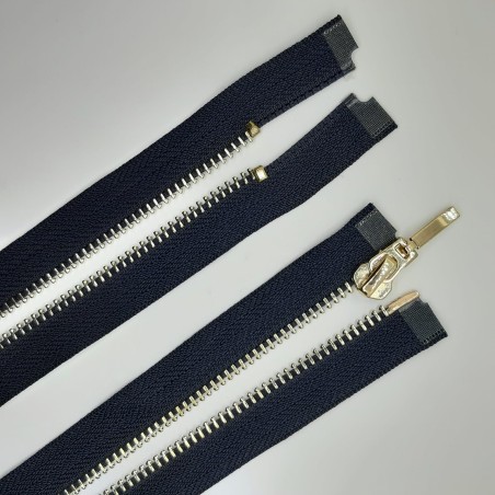 Cremallera separador 50 cms azul marino malla oro claro