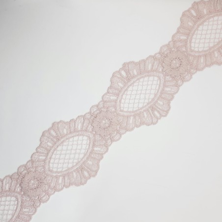 Entredos tul bordado encaje rosa palo. 