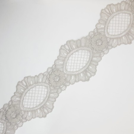 Entredos tul bordado encaje gris