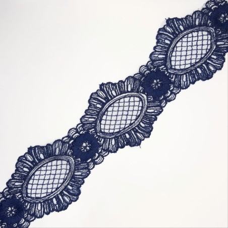 Entredos tul bordado encaje azul marino oscuro