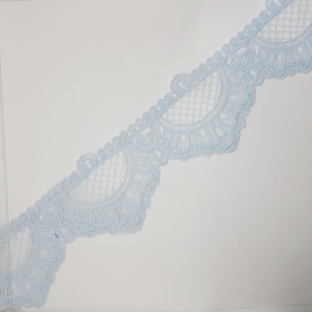 Encaje tul bordado puntas celeste