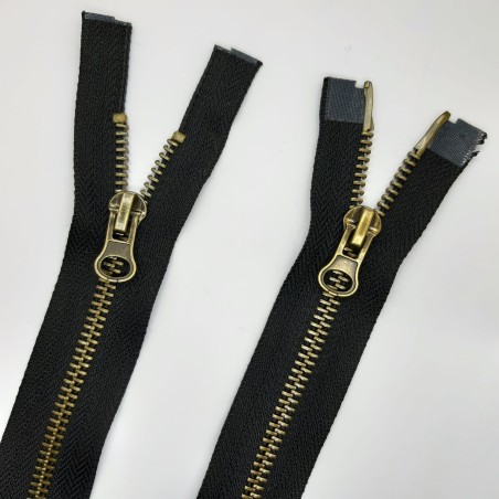 Cremallera separador metálica doble cursor negra