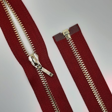 Cremallera burdeos separador 60 cms malla oro claro 
