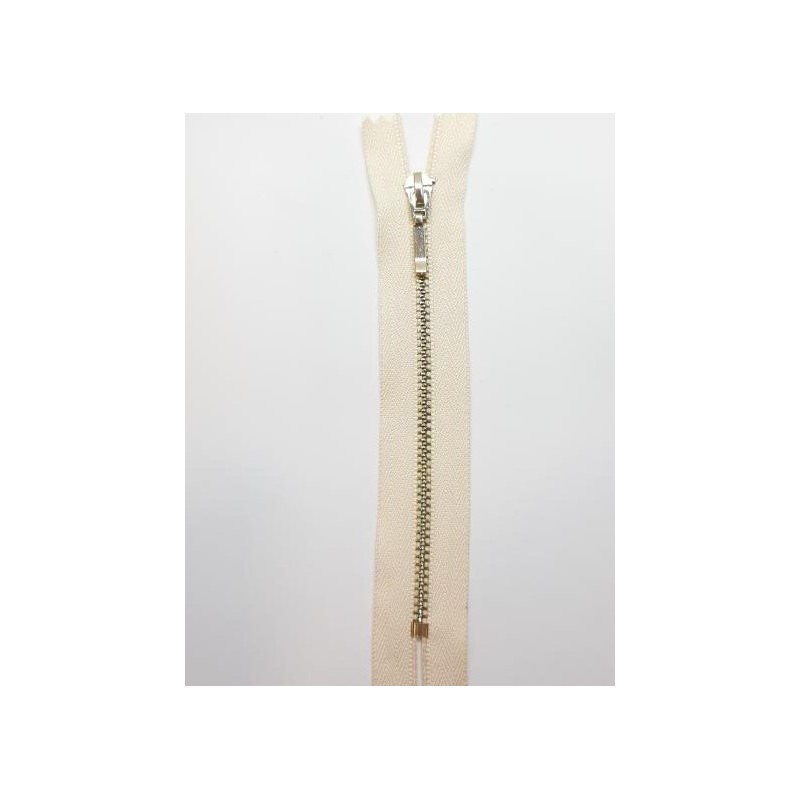 Cremallera beige 25 cms malla oro claro visible