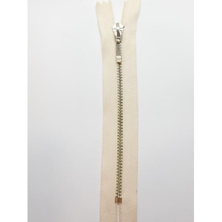 Cremallera beige 25 cms malla oro claro visible