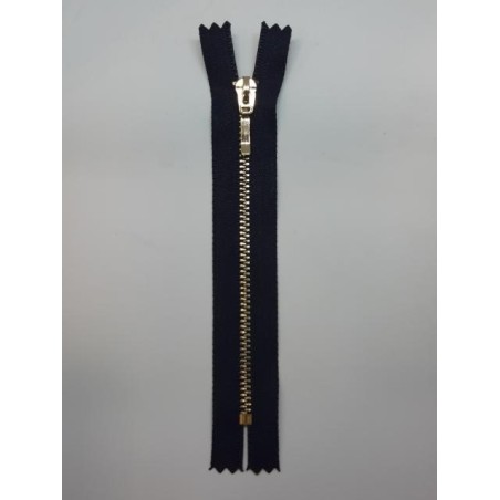 Cremallera negra 25 cms malla oro claro visible