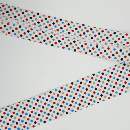 Cinta bies lunares multicolor 3 cms Byetsa