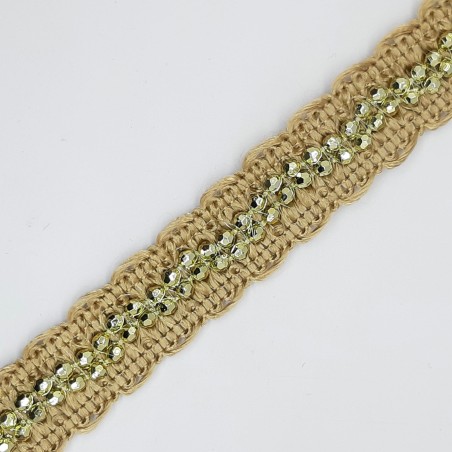 Galón pasamanería rocalla dorada 2 cms