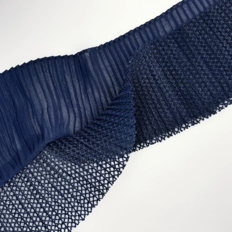 Volante plisado doble capa 9 cms azul marino