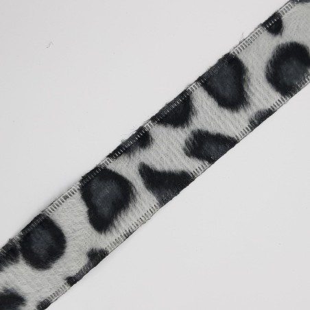 Cinta terciopelo estampado leopardo gris