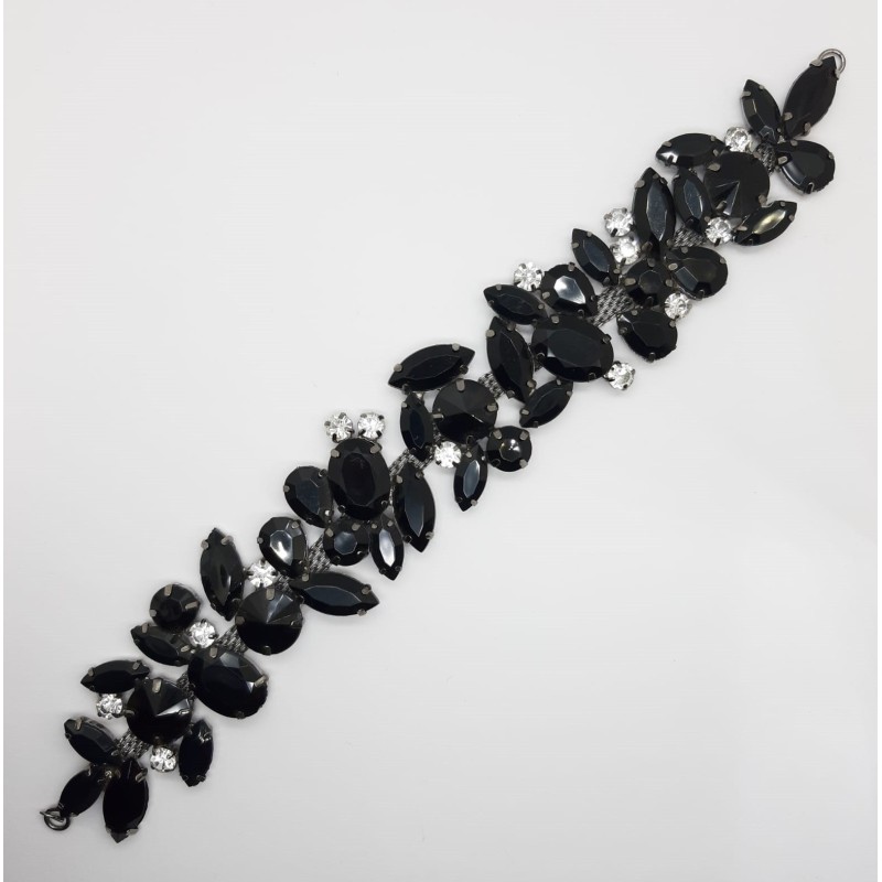 Aplique piedras cristal negro brillante