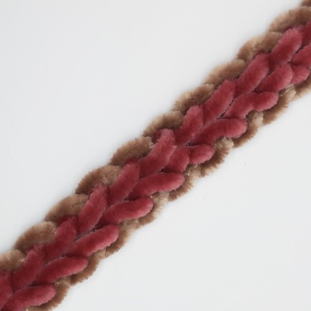 Pasamanería lana chenilla rosa 2 cms 
