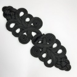 Broche alamar pasamanería negro decorativo de 22 x 8 cms