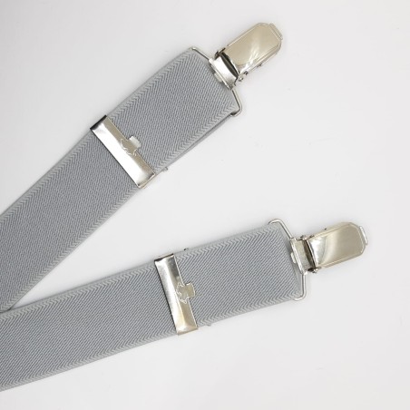 Tirantes caballero elástico ajustable gris perla liso