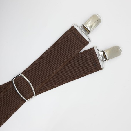 Tirantes caballero elástico ajustable marrón liso