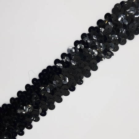 Cinta lentejuelas elástica brillante 3 cms plata negra