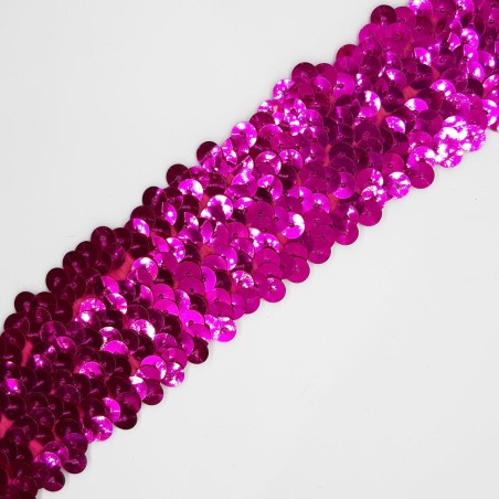 Cinta lentejuelas elástica brillante 3 cms fucsia