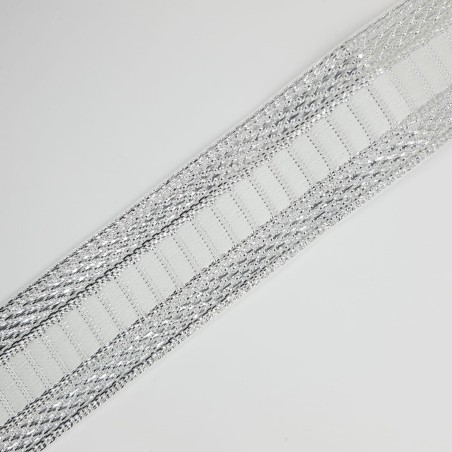 Cinta tejida metalizada 3,5 cms plata