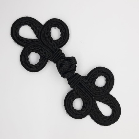 Broche cierre alamar pasamanería negro