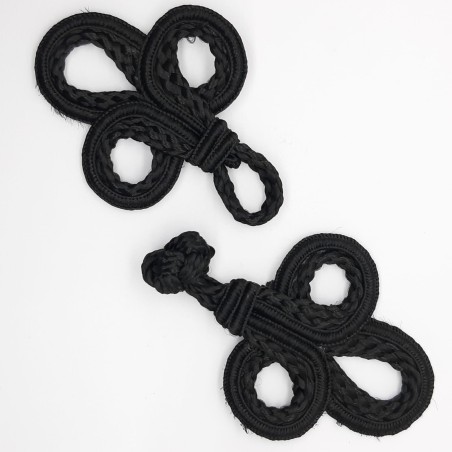 Broche cierre alamar pasamanería negro