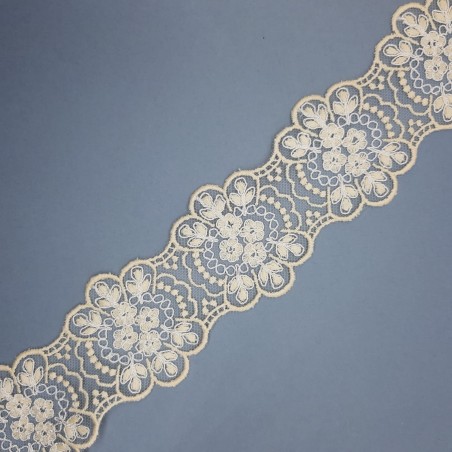 Entredos tul bordado encaje beige