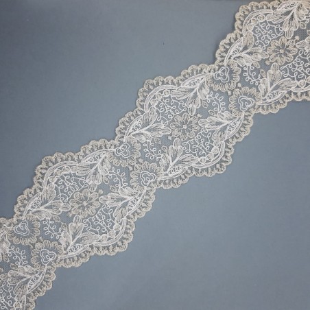 Entredos tul bordado encaje efecto plata