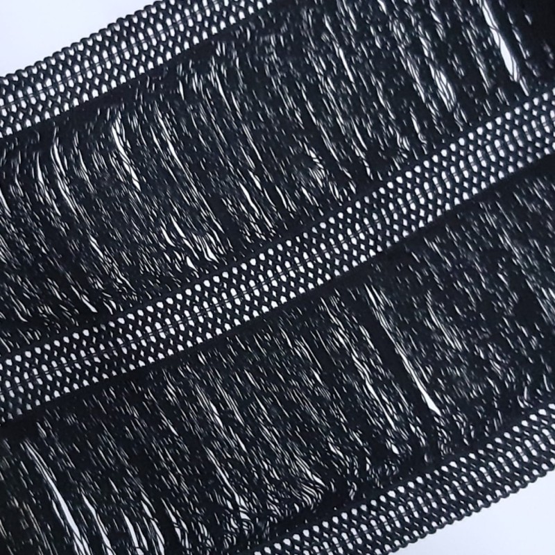 Fleco decorativo para mangas de vestidos color negro de 50 cms 