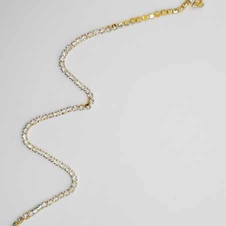Pasamanería cadena piedras strass dorada 8 mm 
